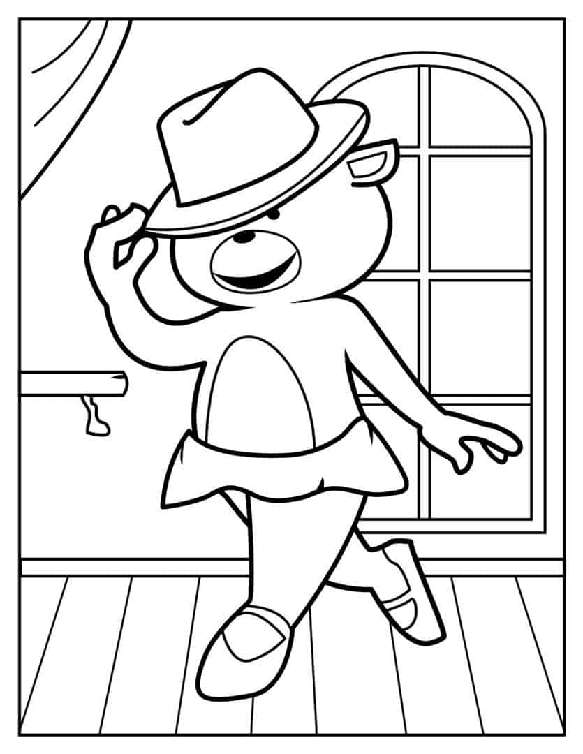 Coloring Pages - Dancing Bear - Jazz-Tap1